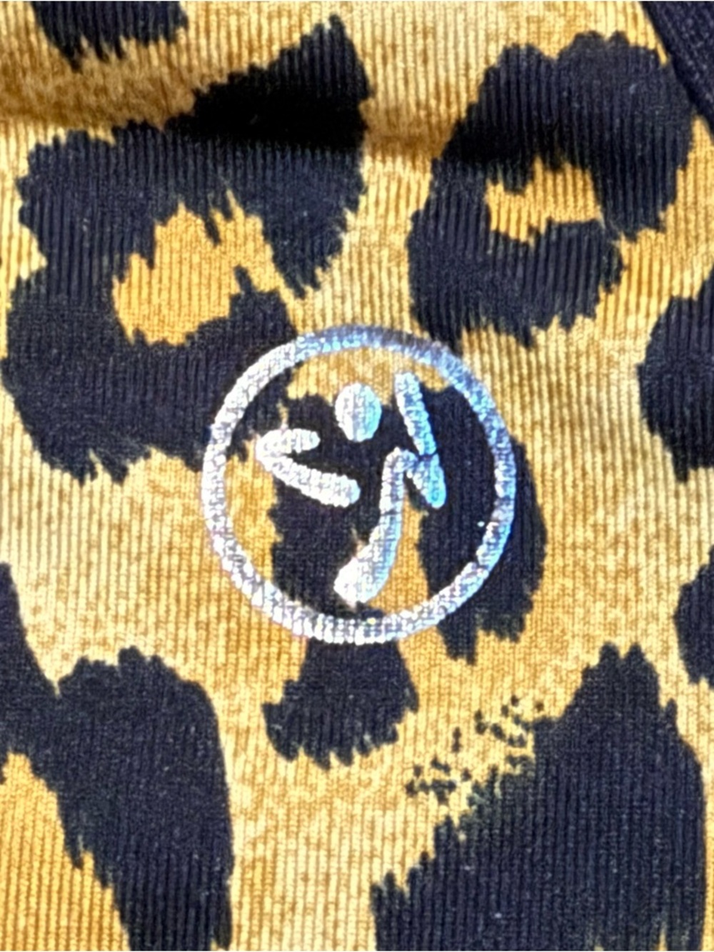 Zumba Leopard Print Sports Bra Crossback Bralette Black & Tan & Gold Size M - Picture 3 of 5